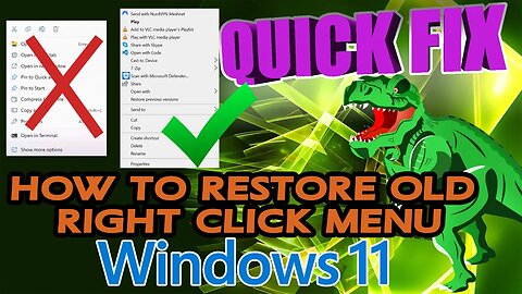 Quick Fix Ep21 Restore old Right Click menu in Windows 11 #windows11 #tech #howto #windows10