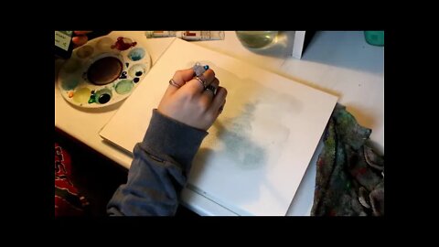 Foggy Forest Time lapse ‐ Watercolor painting
