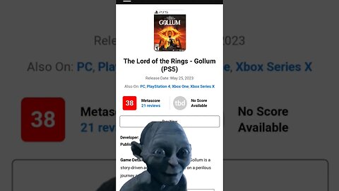 Gollum Reviews are BAD! #gamingnews #gaming #shorts #gollum #lordoftherings