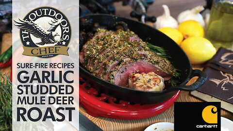 Garlic Studded Wild Mule Deer Roast and Herb Crust with The Outdoors Chef