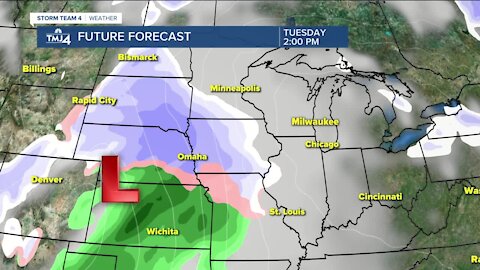 Quiet Monday to start the week, snow moves in Tuesday