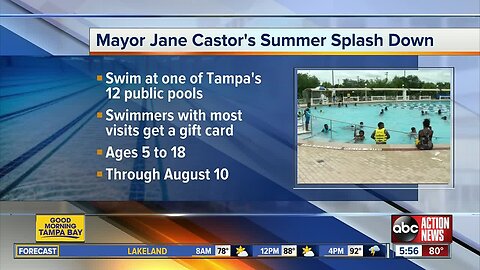 Kids can win a gift card simply by swimming at Tampa pools before school starts