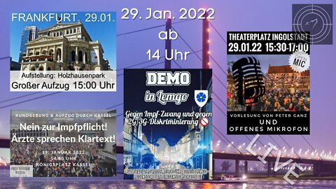 RESTREAM I Demonstrationen in Frankfurt, Kassel, Lemgo und weiteren Städten am 29.01.2022