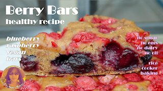 Berry Bars Healthy Recipe | Blueberry Raspberry Vegan Bars | EASY RICE COOKER RECIPES