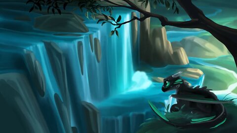 Waterfall View | Baby Dragon Painting