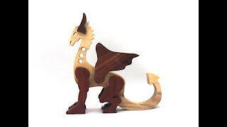 Handmade Wood Dragon Made From Poplar and Walnut Hardwoods 980709962 01