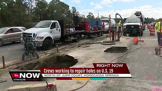 Crews working to repair holes on U.S. 19