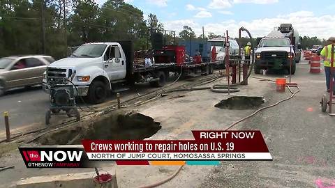 Crews working to repair holes on U.S. 19