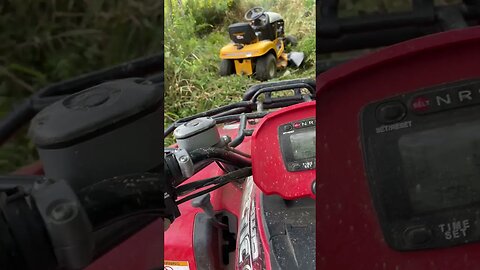 Mower rescue with the ATV winch.