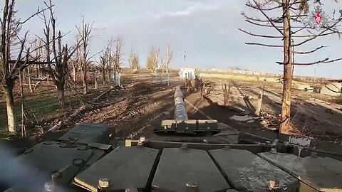 Russian T-72B3M tank crews destroy enemy who take cover in a dilapidated building