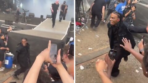 Rapper falls off stage during live performance