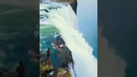 Many rock pools have formed in the Zambezi river at Victoria falls in Zambia. #shorts #clips