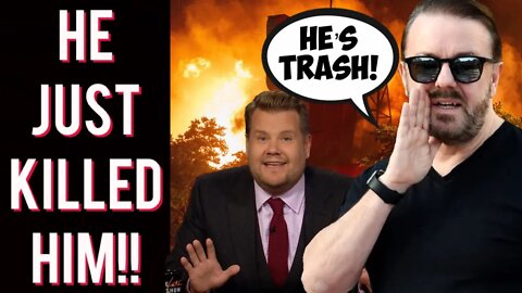 Ricky Gervais DESTROYS woke comedian James Corden! Blasts Hollywood hack over joke theft!