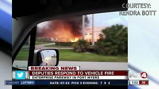 Pick-up truck catches on fire in Fort Myers