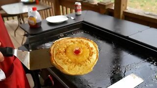 Pineapple Upside Down Pancakes on the Blackstone Griddle