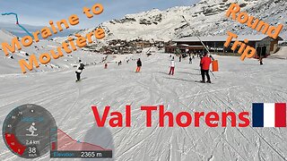 [4K] Skiing Val Thorens Les3Vallées, Moraine to Moutière Top to Bottom Loop, France, GoPro HERO11