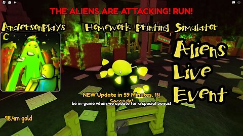 AndersonPlays Roblox [👽ALIENS] Homework Printing Simulator - Aliens Live Event