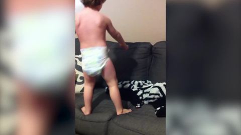 Adorable Tot Boy Chases His Shadow