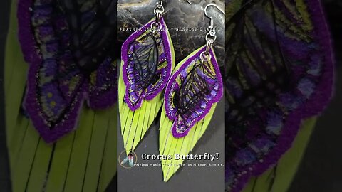 Crocus Butterfly, 3 inch leather feather earrings