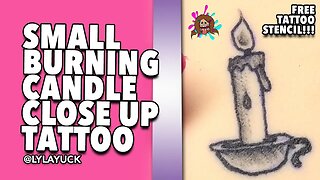 Small Burning Candle FREE TATTOO STENCIL