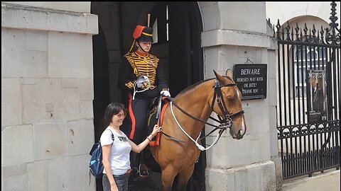 no respect she just holds the reins #horseguardsparade