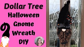 Halloween Gnome Wreath DIY~ Dollar Tree Halloween DIY~ How to make a Gnome ~ Gnome Wreath Series #3