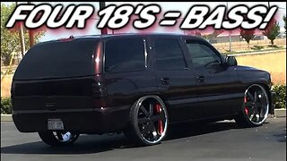 classic parking lot BASS demo 🔊🔊 Chevy Tahoe 4 18's 30,000 watts "worth the stop" (flashback)