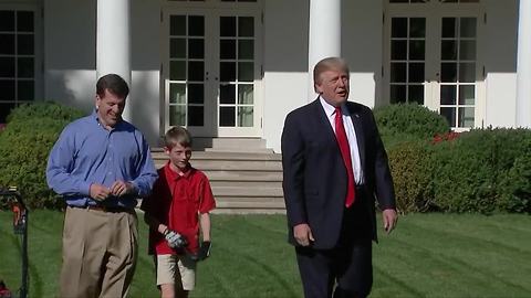 11-Year-Old Boy Meets President Trump, Mows White House Lawn