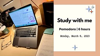 6-Hour Study with Me | 50 min Study + 10 min Break Pomodoro | Rain ☔️ and Crackling Fire 🪵 Sounds