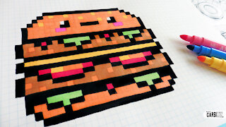 how to Draw Kawaii hamburguer - Hello Pixel Art by Garbi KW