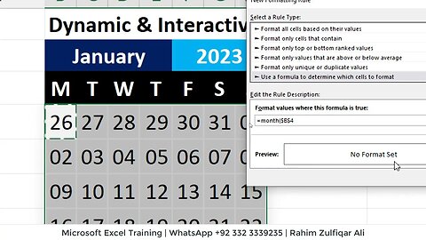 Make Dynamic & Interactive Calendar in Excel with Formula + Conditional Formatting