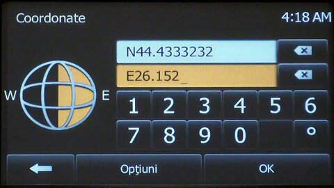 Destinație cu coordonate GPS la navigație auto Dacia