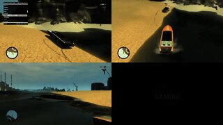 GTA IV Split Screen - Racing with Boats on the River [Gameplay]