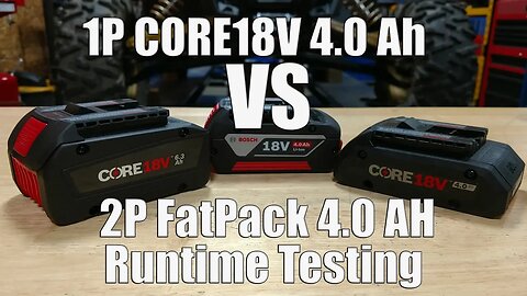Runtime Testing The Bosch CORE18V 4.0 Ah VS Fatpack 4.0 Ah VS CORE18V 6.3 Ah