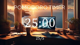 25/5 Pomodoro Technique ⛅ Calming Piano + Frequency for Relaxing, Studying and Working ⛅