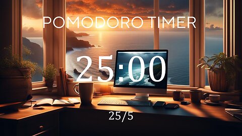 25/5 Pomodoro Technique ⛅ Calming Piano + Frequency for Relaxing, Studying and Working ⛅