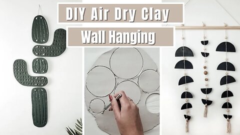 DIY Home Decor Air Dry Clay Wall Hanging | Easy Clay Decor | Geometric Clay and Wood Wall Hanging