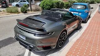 Nice Porsche 992 Turbo S Convertible with Gold Decals [4k 60p]