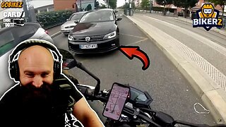 Motorcycle Rider's Pathetic Try at Staying Alive