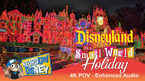 [4K] It’s A Small World HOLIDAY 2023 AT NIGHT! (FULL RIDE) & Christmas Lights - Disneyland Resort!