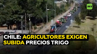 Agricultores chilenos realizan marcha en tractores