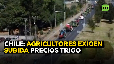 Agricultores chilenos realizan marcha en tractores