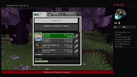 Trek2m was going to play Minecraft searching around for Better loot but it crashed day 315