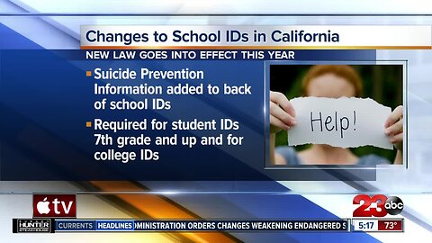 California school id's now include suicide prevention information