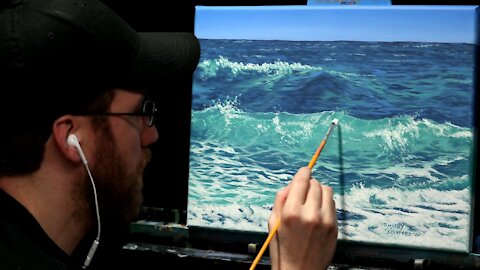 Acrylic Seascape Painting of Ocean Waves - Time-lapse - Artist Timothy Stanford