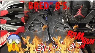 NIKE Unboxing:Air Jordan 8 Retro “BLACK CEMENT”(1998) GYM RED/WLF GREY-BLCK( 2017’-BRED) #Sgk23Tv