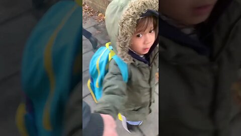 Cute little boy going to school
