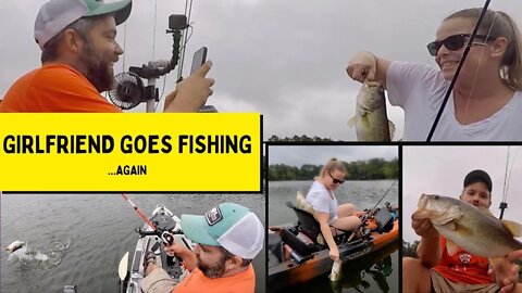 Kayak Bass Fishing with My Girlfriend - Finding Schooling Largemouth in Deep Water