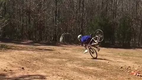 Biker Tries To Ride Off Ramp And Falls Spectacularly