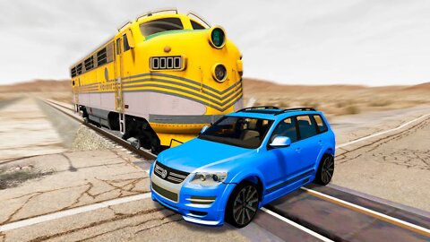 Train VS Volkswagen Tuareg – BeamNG Drive